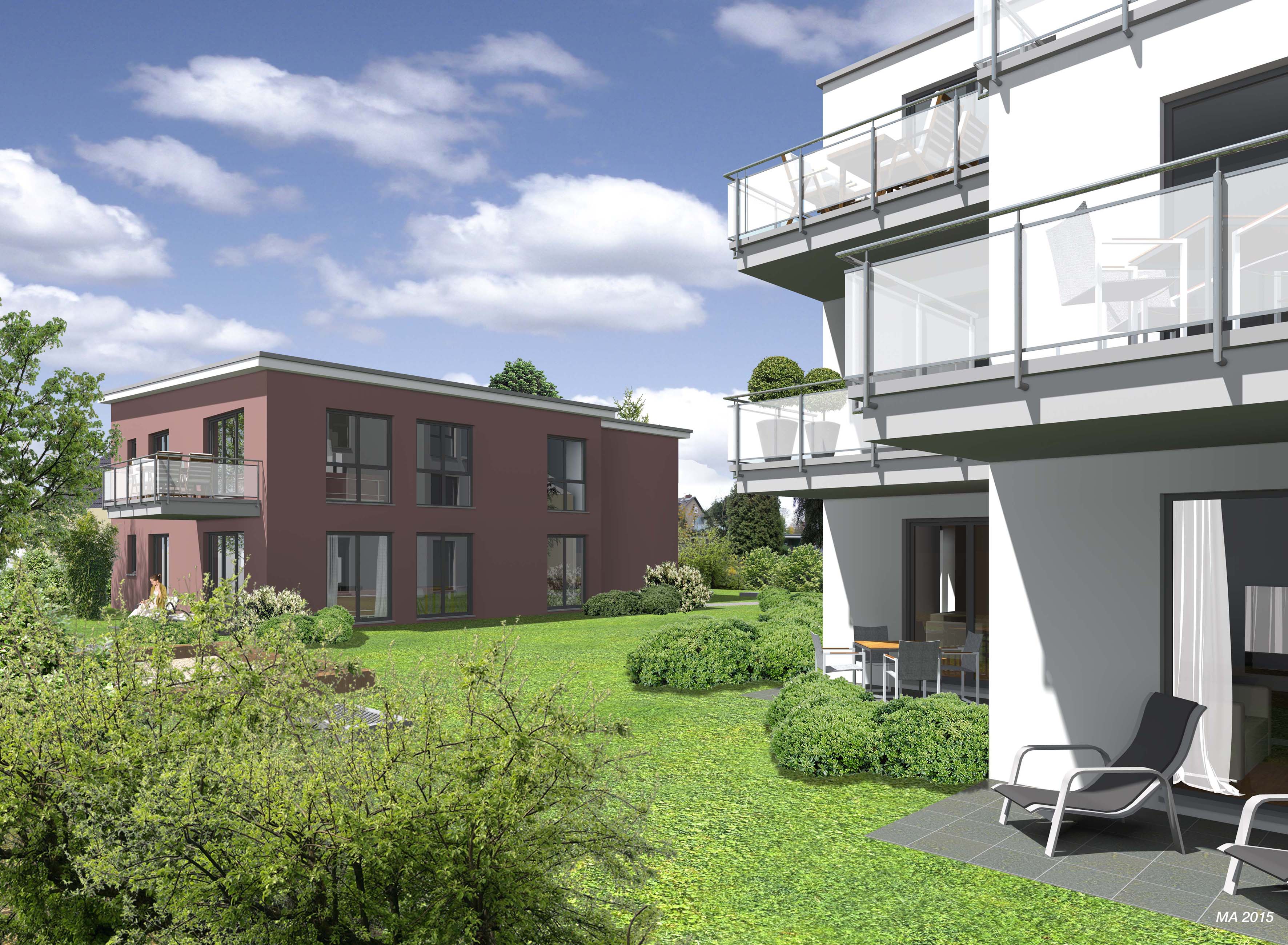 Architekturillustrationen des neuen Mehrfamilienhauses in Refrath